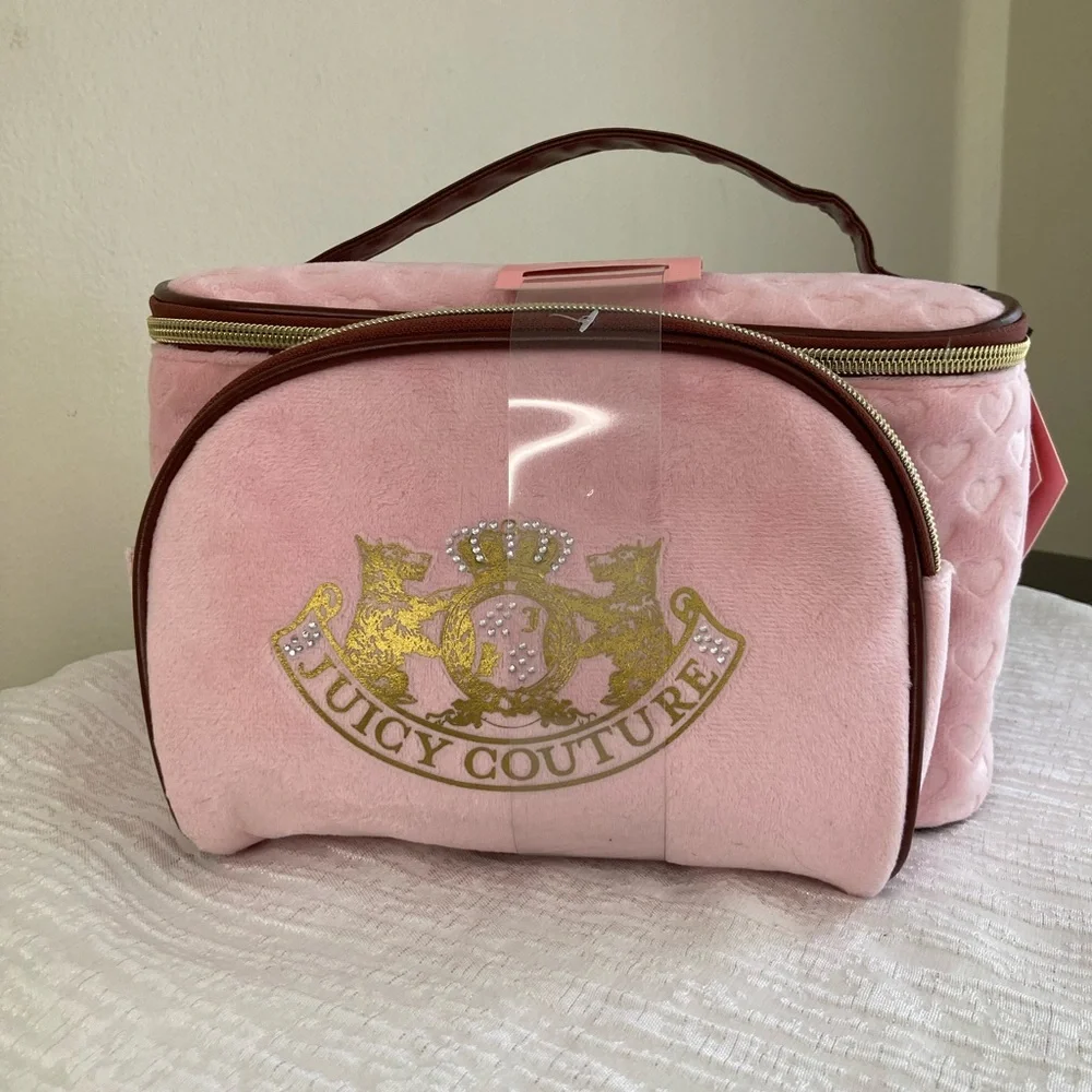 Juicy Couture Pink Cosmetic Travel Case with Bottle